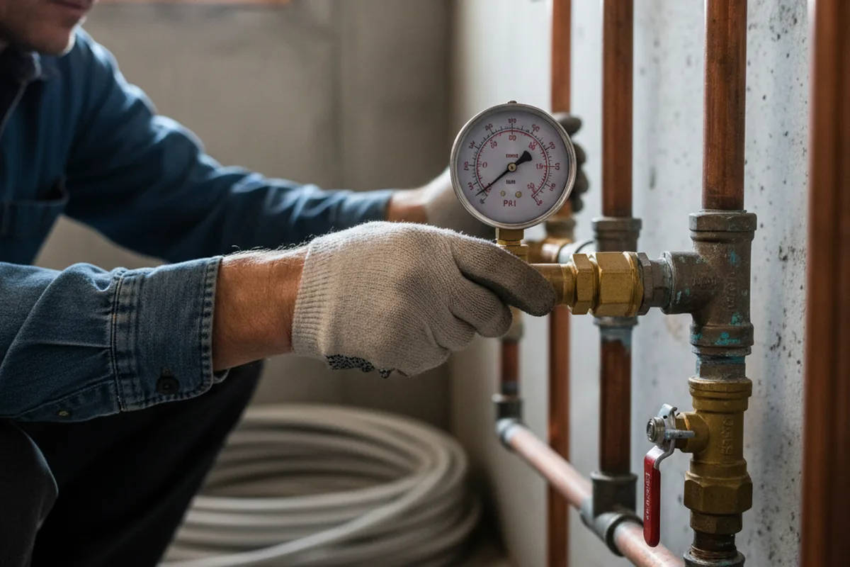 Pressure testing a repaired line during Water Line Repair in Greer